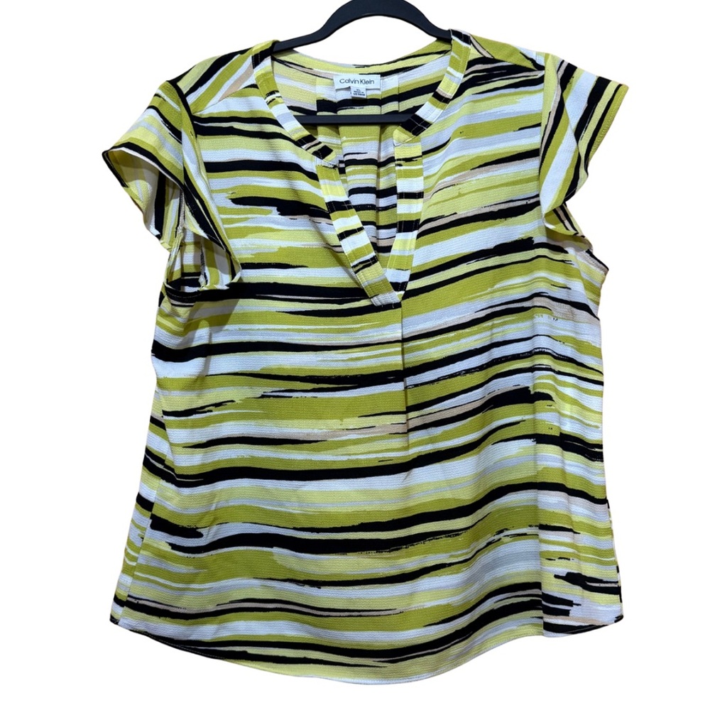 Calvin Klein Y2K Vibe Blouse | Black + Yellow | Size XLG
